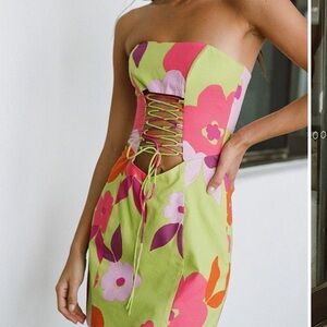 Sabo Skirt Floral Strapless Dress